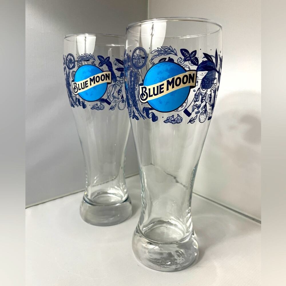 Pair Blue Moon‎ “Salute Cheers” Tallboy 20oz Beer Glasses